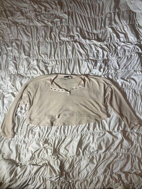 Urban Outfitters Light Beige Knit Henley Sweater
